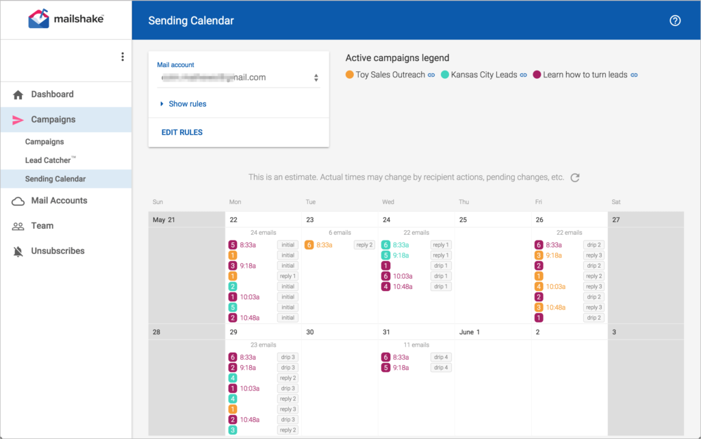 mailshake dashboard