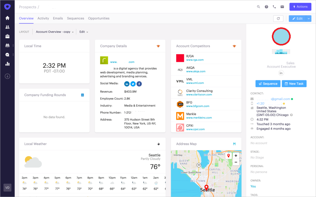 dashboard of email software outreach.io