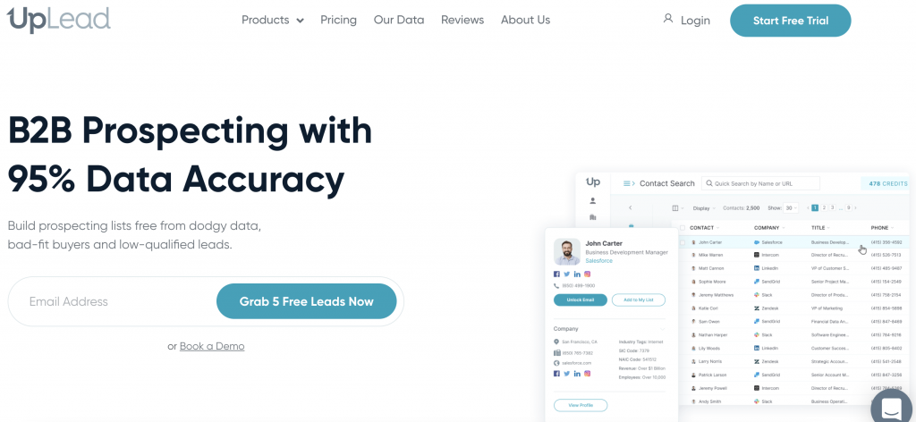 Uplead b2b prospecting with data