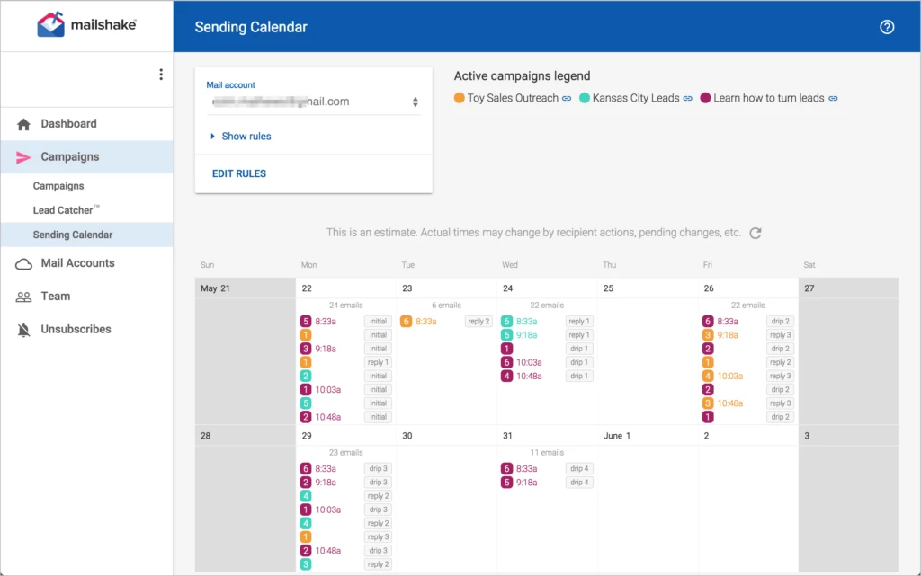 mailshake dashboard